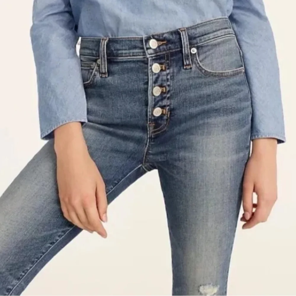 J. Crew 9" High Rise Toothpick Ankle Jean Hartley Distressed Raw Frayed Hem 28 - Picture 3 of 11